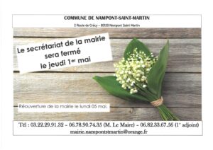 Lire la suite à propos de l’article Fermeture de la mairie le 1er mai