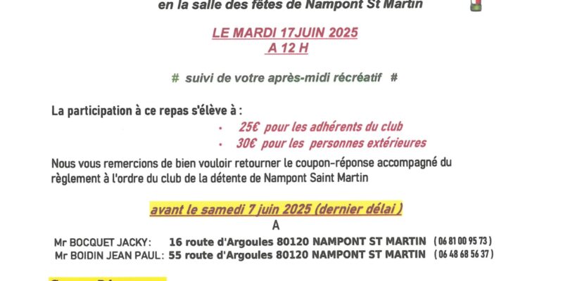 Repas d’été – Club de la détente